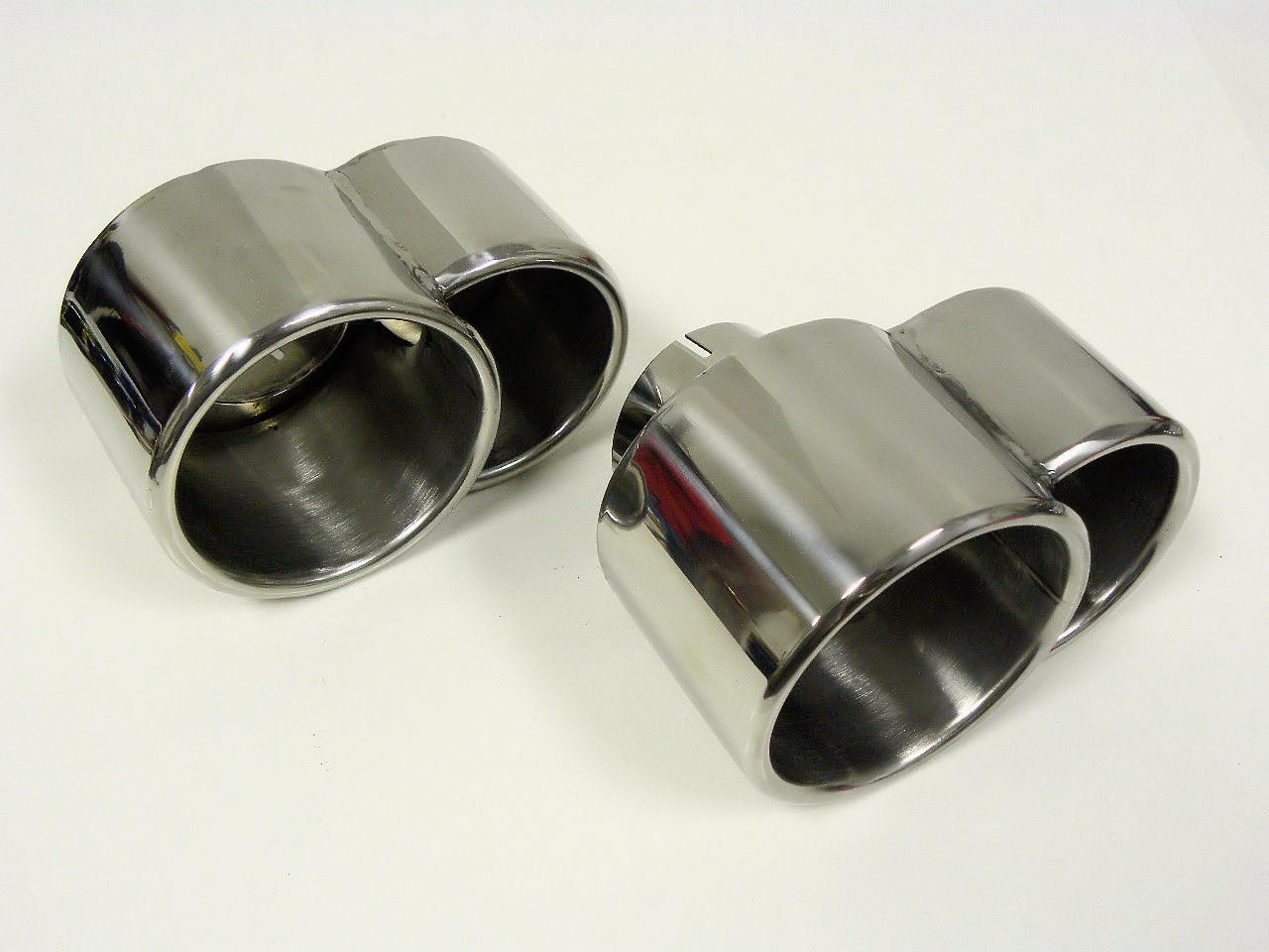 QTY 2 PORSCHE 996 911 STYLE UNIVERSAL DUAL STAINLESS STEEL EXHAUST TIPS PAIR 