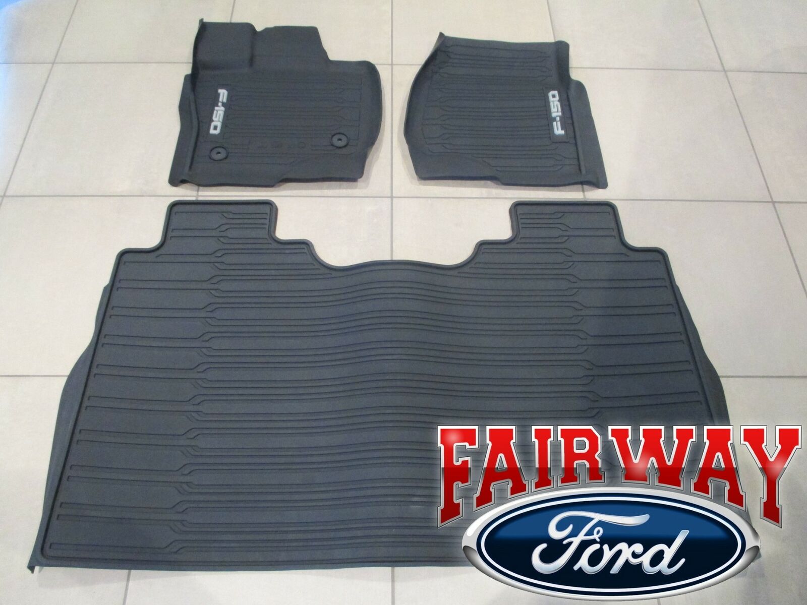 15 thru 20 F-150 OEM Genuine Ford Tray Style Molded Floor Mat Set 3-pc CREW CAB