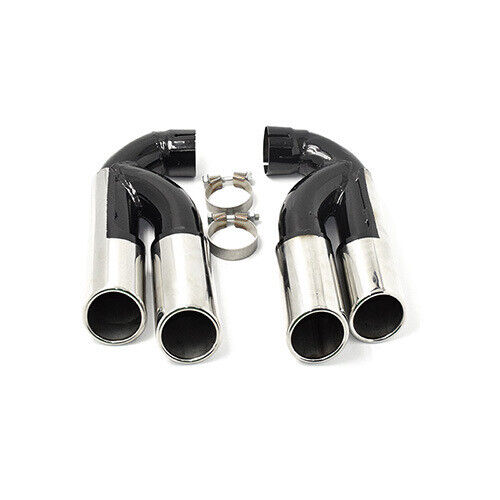 Black Stainless Steel Rear Exhaust Pipe Tail Throat Muffler For 04-20 VW Touareg