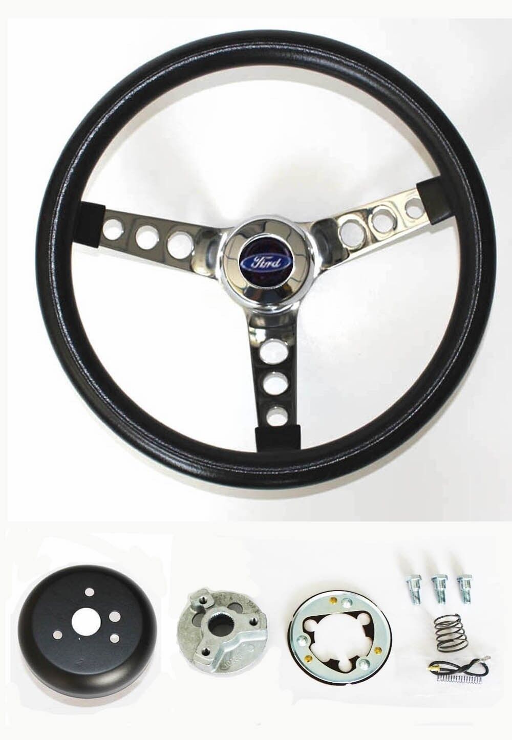 Ford Falcon Thunderbird Galaxie  LTD Steering Wheel Black and Chrome 14 1/2\