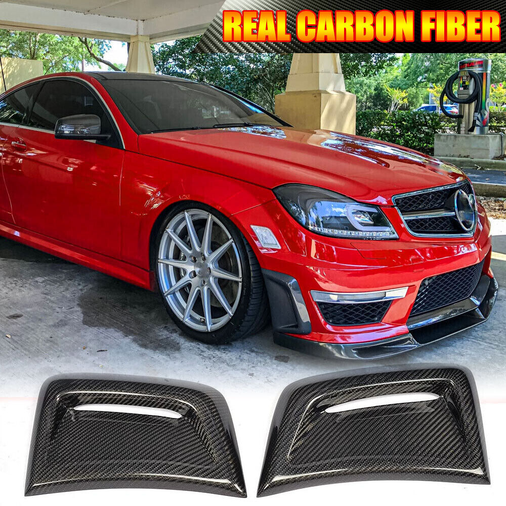 REAL CARBON Front Bumper Side Air Vent Cover Fit For Mercedes Benz W204 C63 AMG
