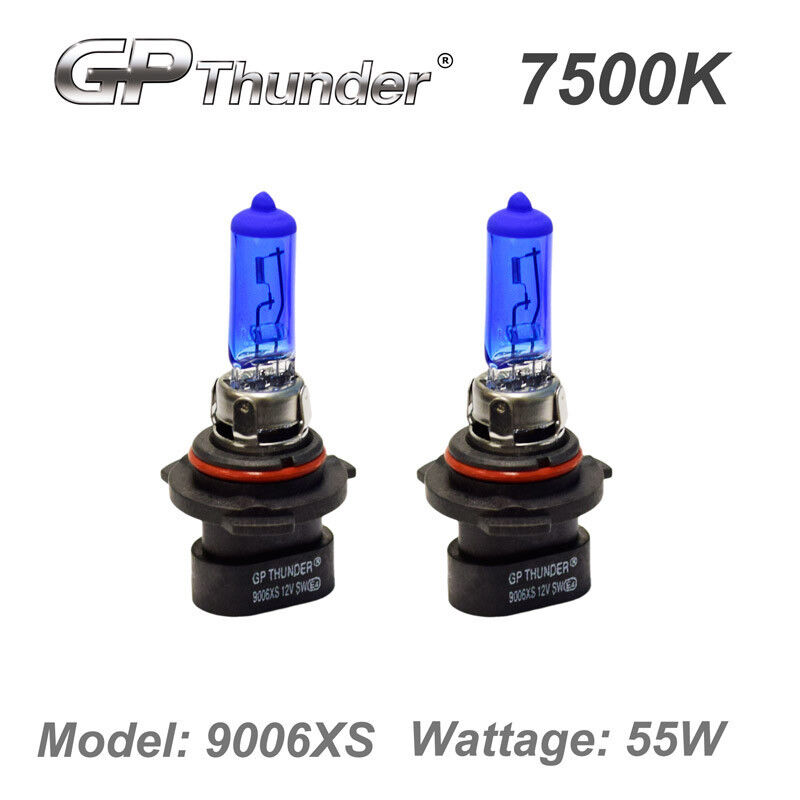GP Thunder 7500K Xenon Quartz Halogen Light Bulbs White Pair 9006XS 55W 