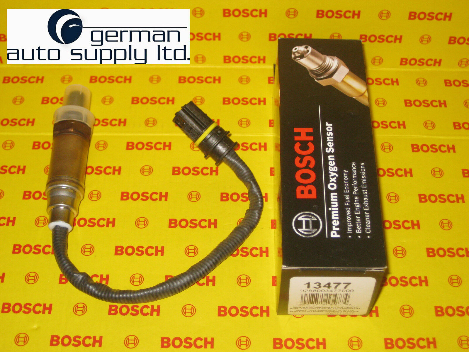 BMW Oxygen Sensor - BOSCH - 0258003477 / 13477 - NEW OEM O2 w/ Connector