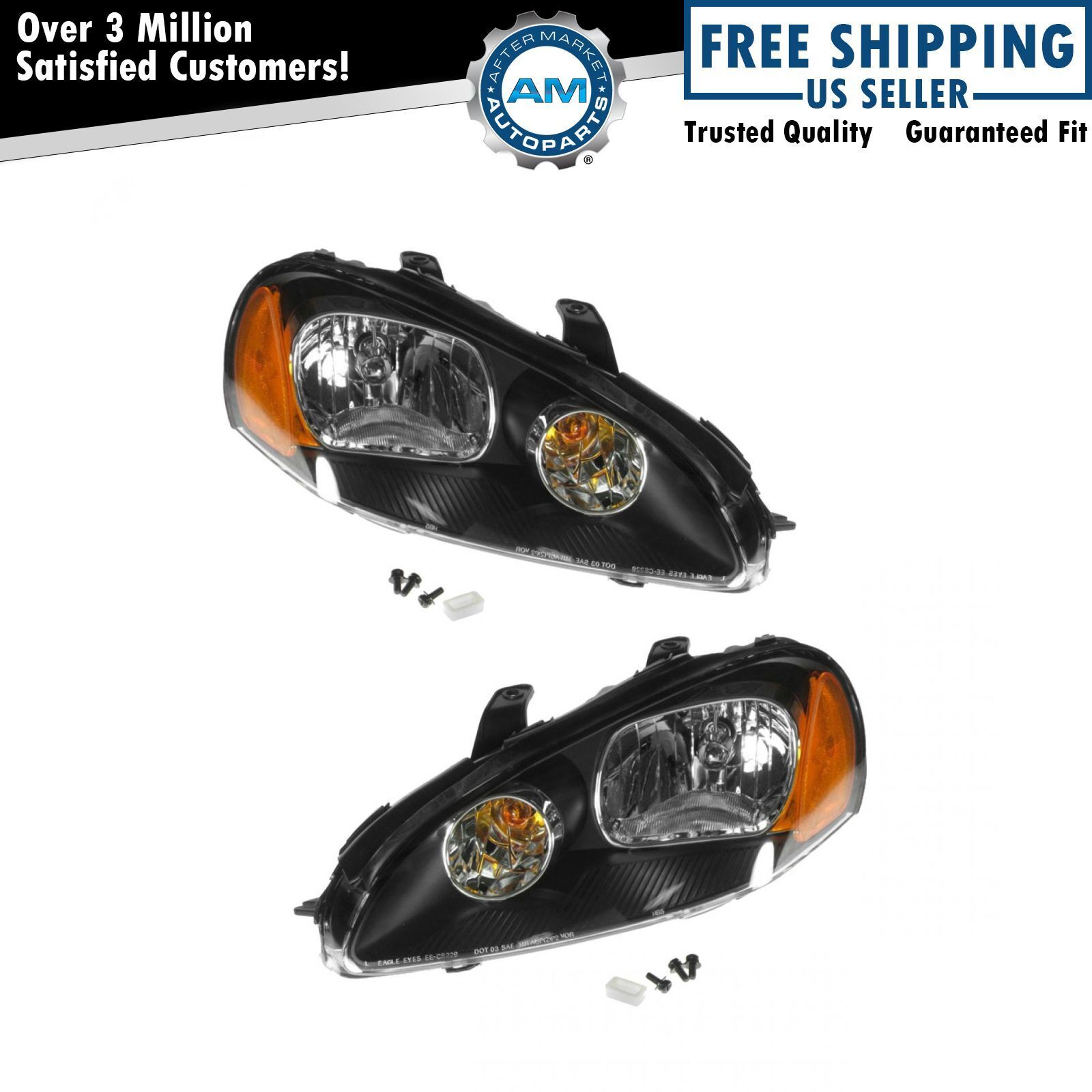 Headlights Headlamps Left & Right Pair Set for 03-05 Dodge Stratus 2 Door Coupe
