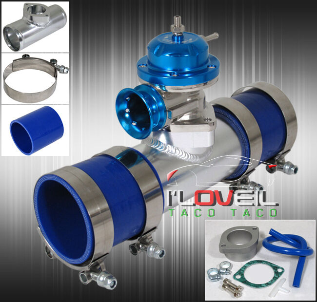TYPE-RS BLOW OFF VALVE BOV + STRAIGHT TURBO ADAPTER FLANGE PIPE & BLUE COUPLERS