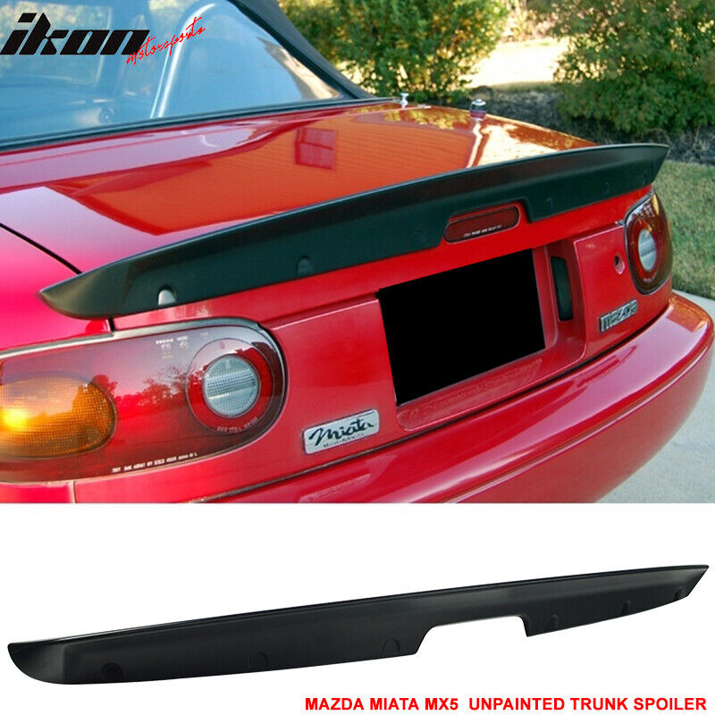 Fits 90-97 Mazda Miata KG Type 1 Rear Trunk Spoiler Wing Lip Unpainted Black ABS