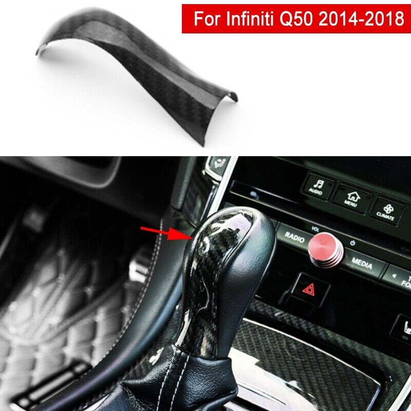 Carbon Fiber Style Interior Gear Shift Knob Trim for Infiniti Q50 Q50L Q60 14-19