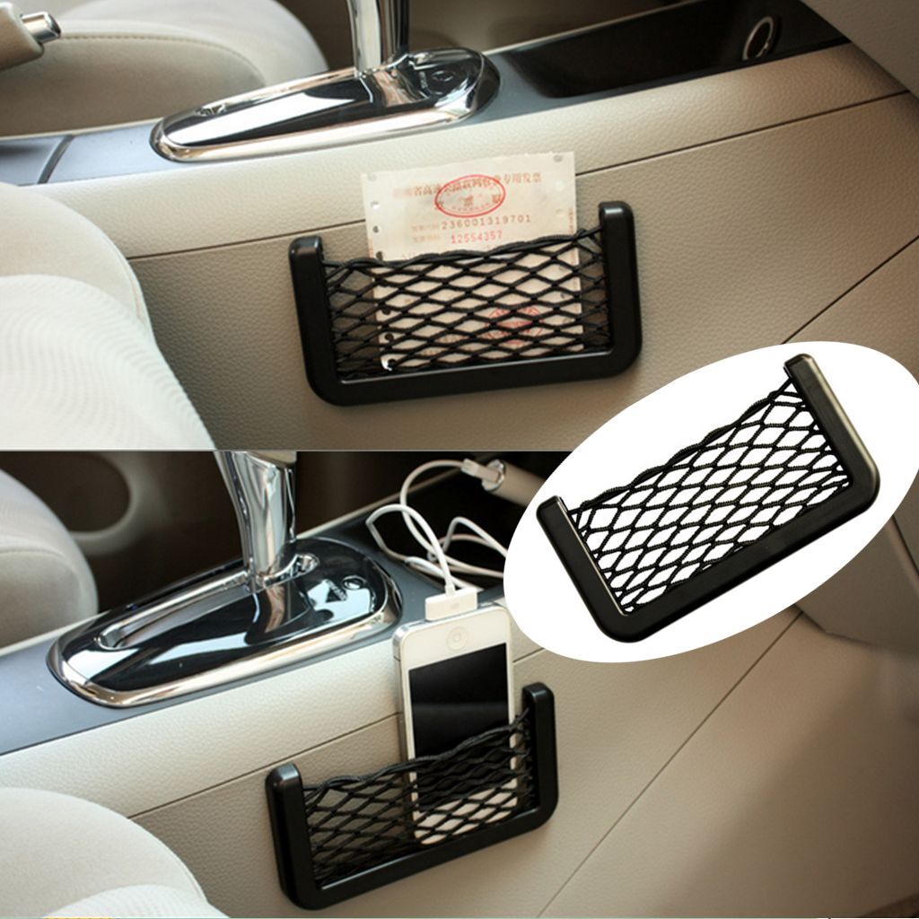 Car Storage Mesh Net Resilient String Phone Bag Holder Organizer For Hyundai Kia
