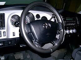 BLACK Genuine Leather Steering Wheel Cover for Toyota Wheelskins Size AXX