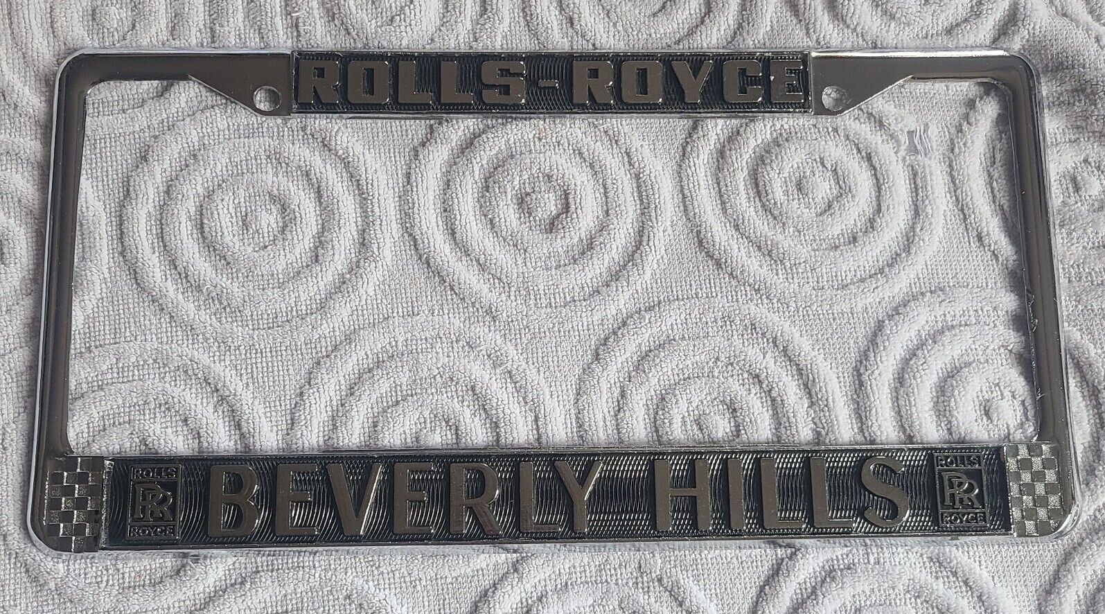 Rare Rolls Royce Beverly Hills Calif License Plate Frame Silver Shadow Ghost RR