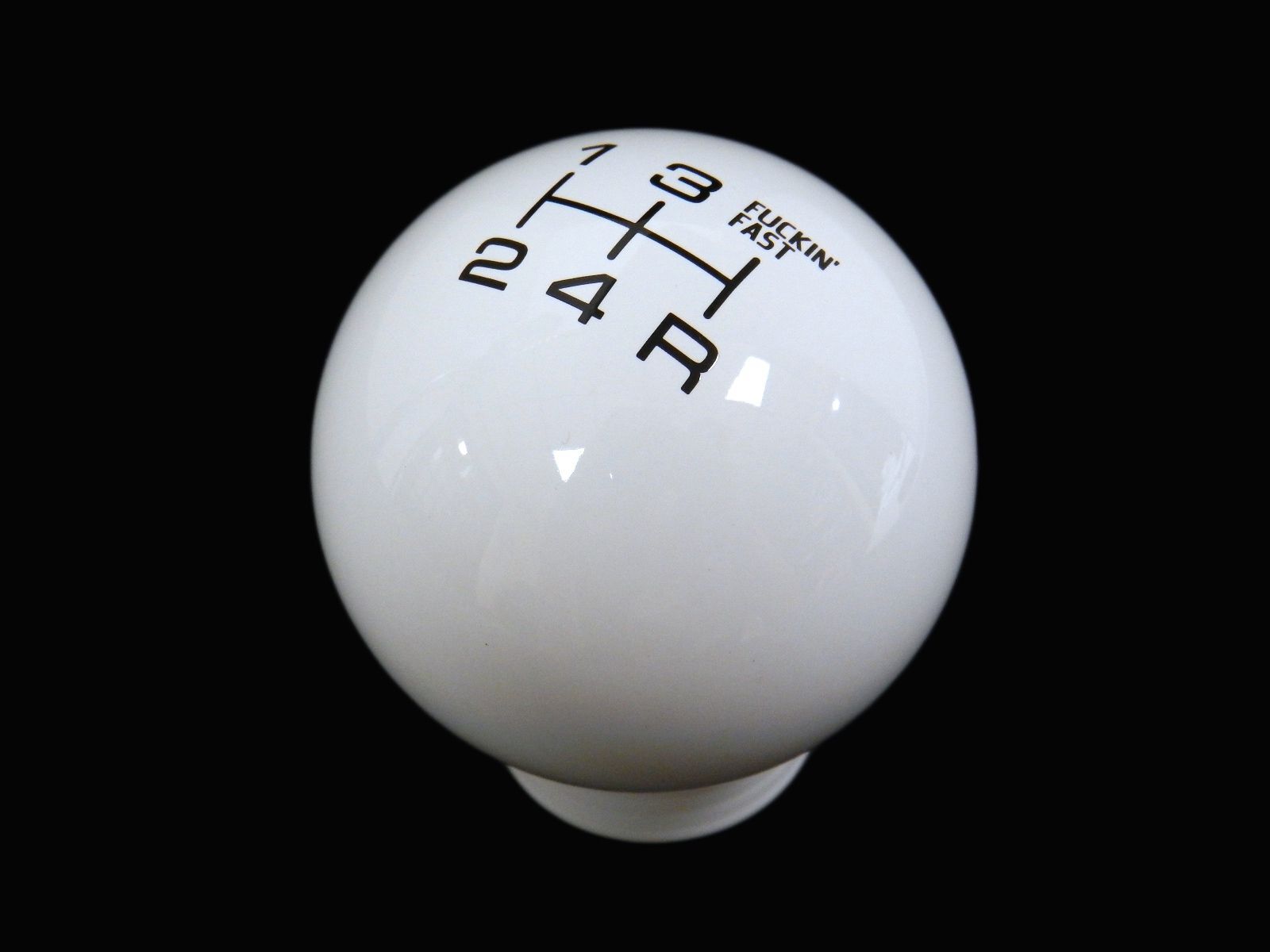 VMS WHITE FING FAST SHIFT KNOB FOR 5 SPEED SHORT THROW SHIFTER LEVER 12X1.75