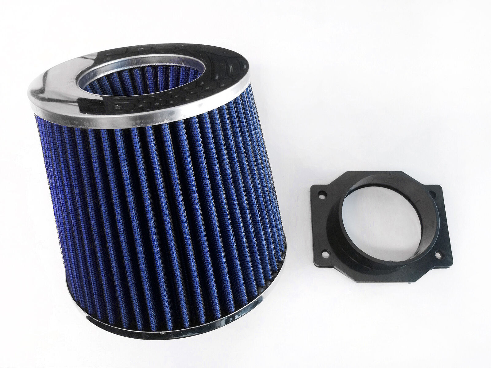 BLUE Air Intake Filter + MAF Sensor Adapter For 90-96 Nissan 300ZX 3.0L V6