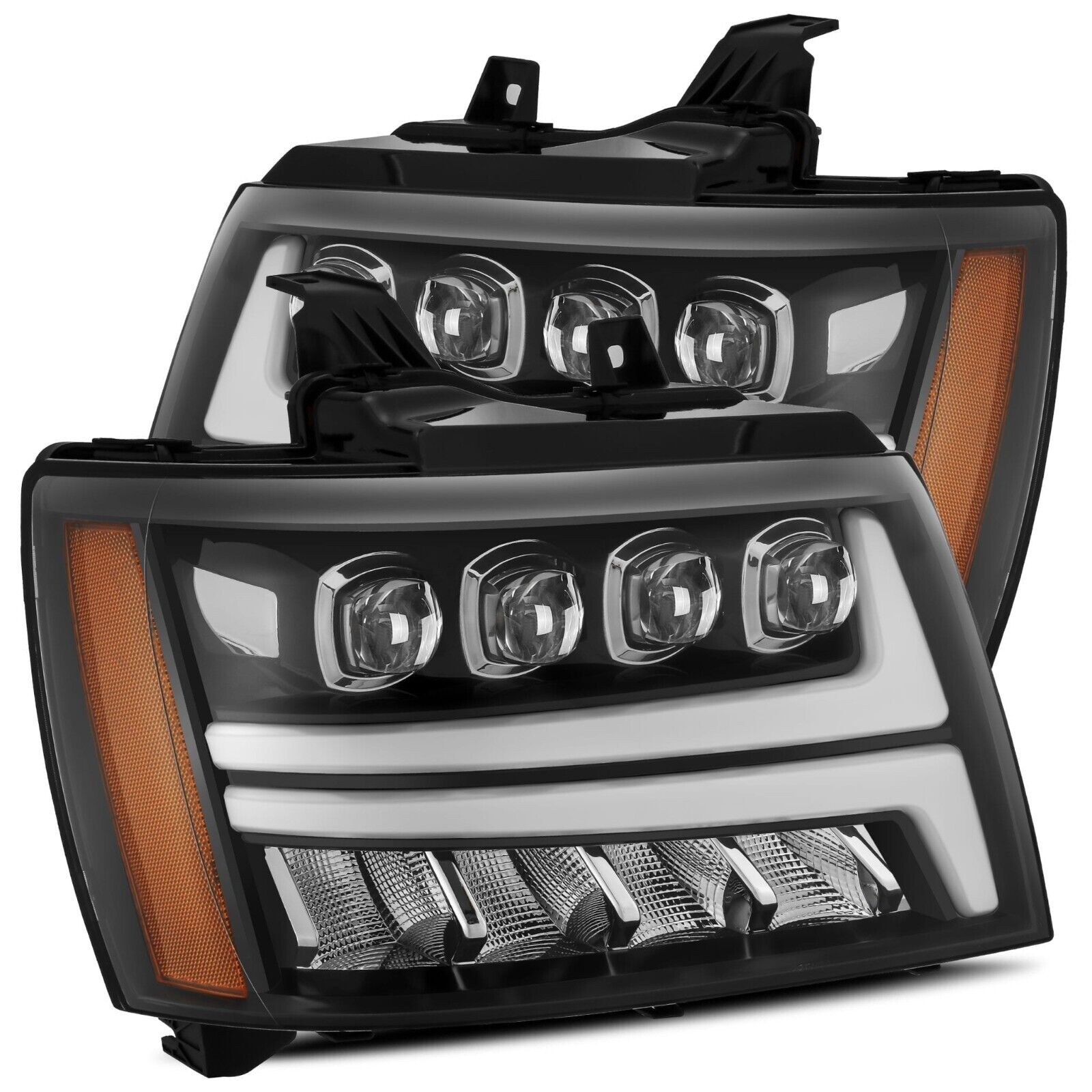 For 07-13 Chevrolet Suburban Avalanche Nova Jet Black LED Headlights Headlamps