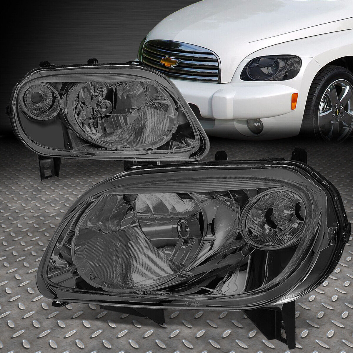 FOR 06-11 CHEVY HHR SMOKED HOUSING CLEAR CORNER HEADLIGHT REPLACEMENT HEAD LAMPS