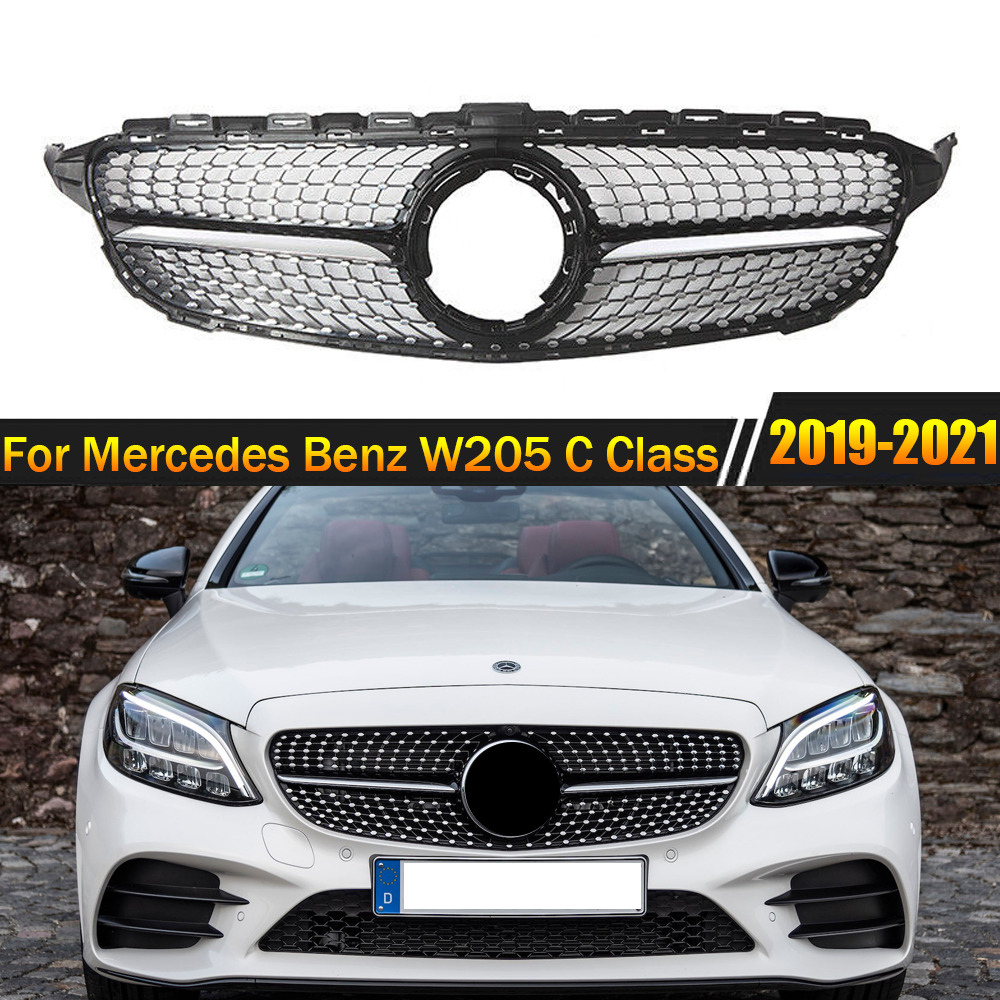 Diamond Front Grille For Mercedes Benz C-Class W205 2019-2021 C250 C300 C43 AMG