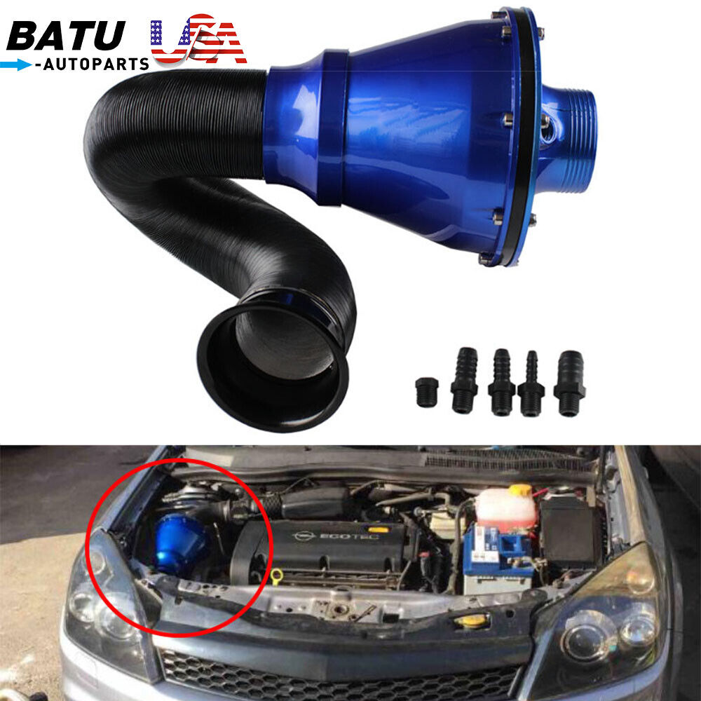New Universal Blue Apollo Cold Air Intake Induction Kit With Air Box & Filter