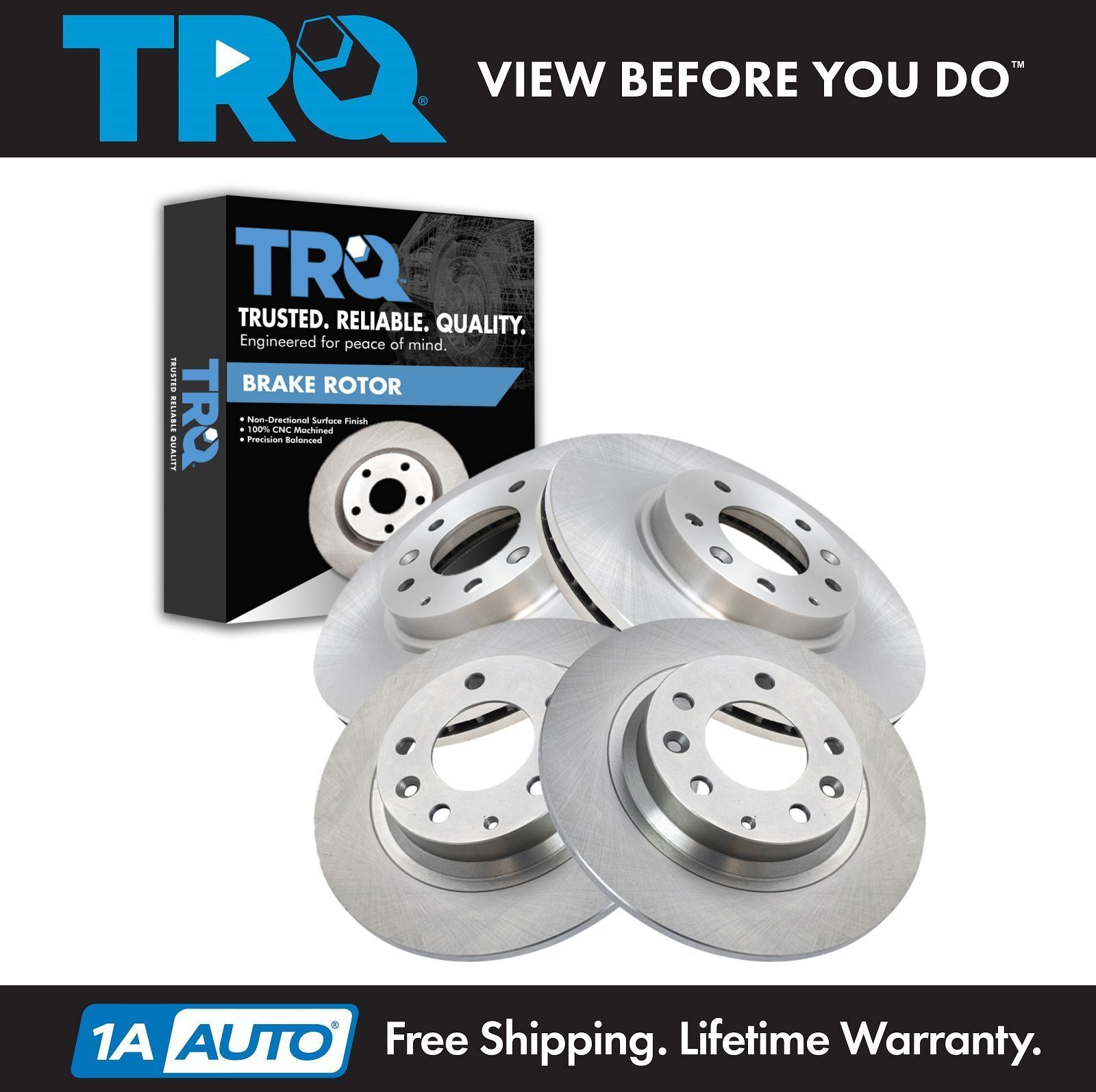 TRQ Brake Rotor Kit Front & Rear Set of 4 for Ford Mazda Lincoln Mercury