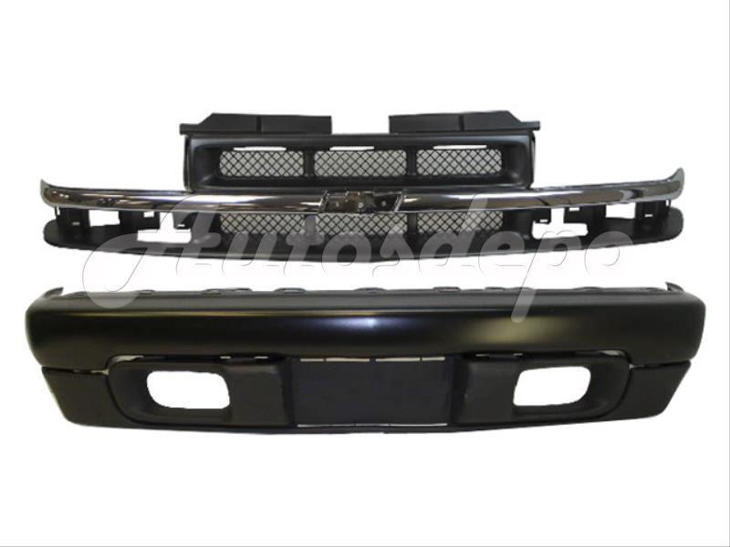 For 98-04 CHEVY S10 PICKUP 4WD FRONT BUMPER BLACK BAR VALANCE GRILLE CHR/ARGENT