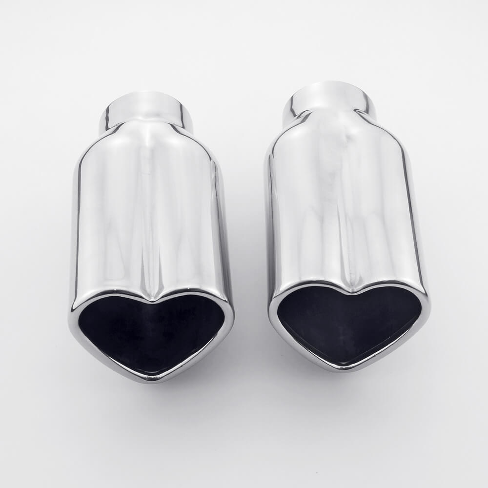 Pair Heart Shaped Exhaust Tips Rolled Edage 1.9