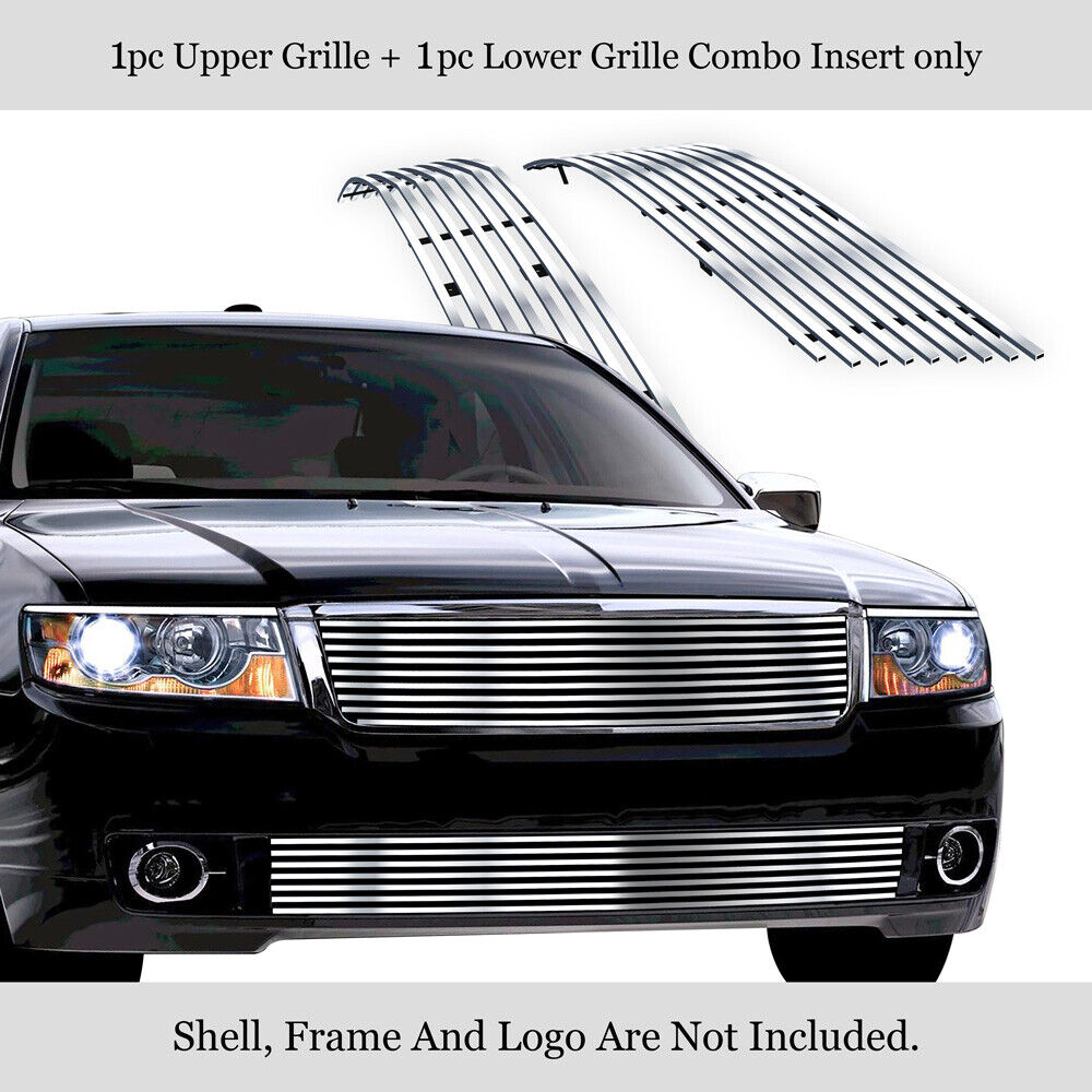 Fits 2007-2008 Lincoln MKZ Stainless Silver Billet Grille Grill Insert Combo