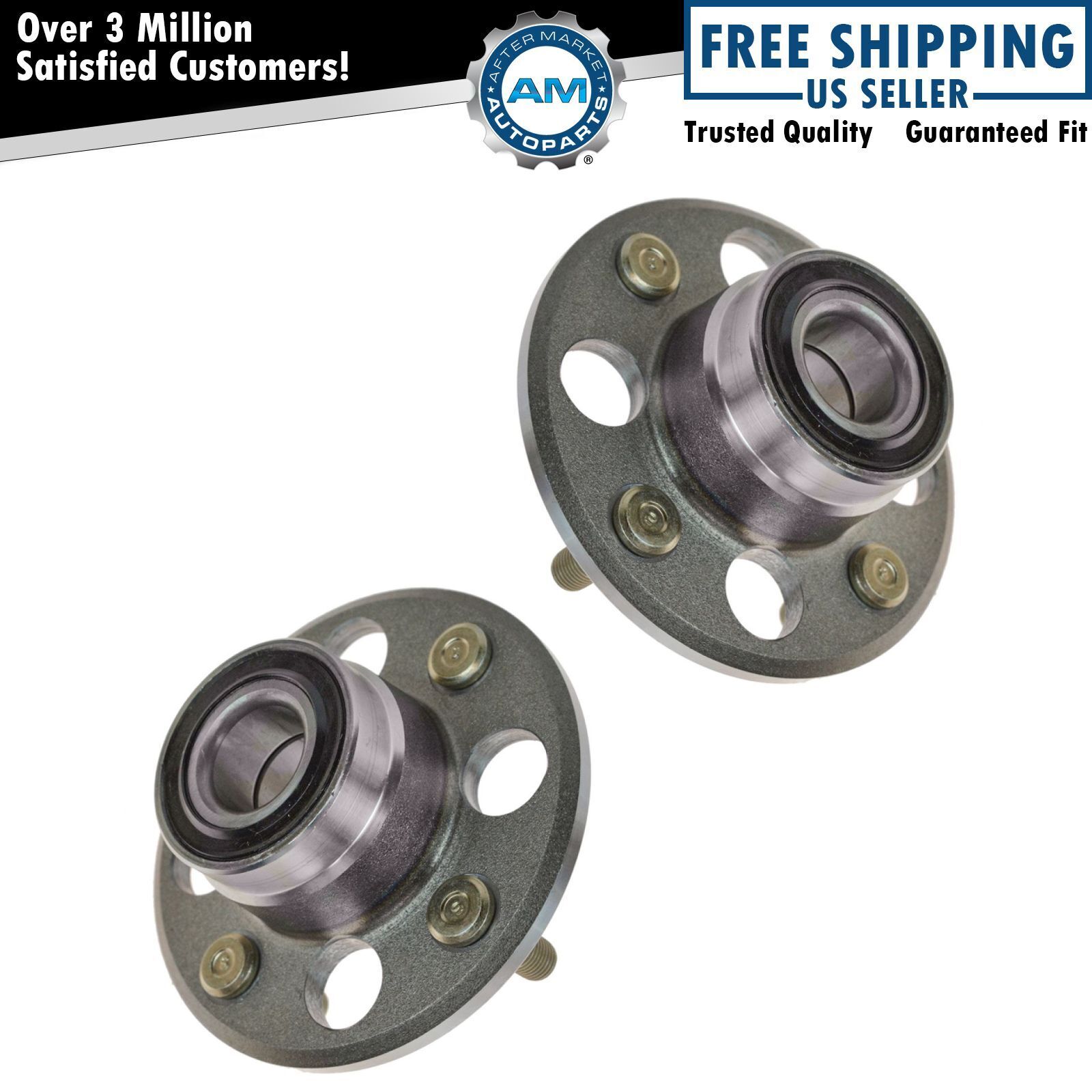 Set of (2) New Rear Wheel Hub and Bearing Assembly for Civic Rear Drum Non-ABS