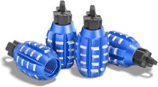 4x Blue With White Creative Styling Tire Valve Stem Caps Covers Fits Universal picture