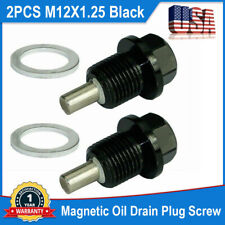 2PCS Black M12x1.25 Auto Engine Magnetic Oil Drain Plug Screw Oil Drain Sump Nut picture