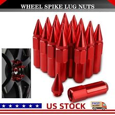 M12X1.5 Spiked Nuts for Rims Aluminum Extended Tuner Lug Nuts 20PCS 60MM (Red) picture
