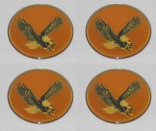 4 - GOLD BIRD EAGLE LOGO WHEEL RIM CENTER CAP ROUND STICKER 1-15/16