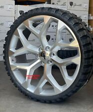 22'' in Snowflake Silver Machine Wheels 33'' MT Tires Ford F150 Navigator Rims picture