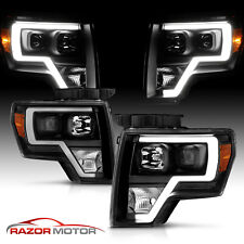 2009-14 Black Headlights pair For Ford F150 [LED Bar] Driver And Passenger picture