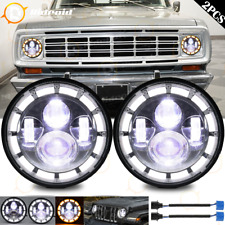 Pair 7inch Round LED Headlights Sealed Beam Hi/Lo For Dodge D100 D200 300 Pickup picture