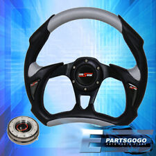 320mm Silver Black Steering Wheel Battle Godsnow + Gunmetal Slim Quick Release picture
