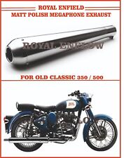 Royal Enfield Matt Polish Megaphone Exhaust for Old Classic 350/500 - Exp Ship picture