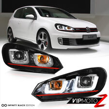 For 10-14 Volkswagen MK6 GTI GOLF Sportwagon OLED Neon Tube Red Headlights Pair picture