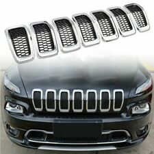 7x For 2014-2018 Jeep Cherokee Chrome Mesh Grill Grille Insert Trim Ring Cover . picture