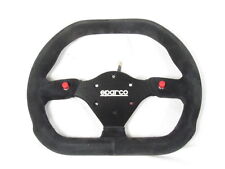 Sparco P310 Steering Wheel 310mm Black Suede Flat Dish w/Thumb Horn Buttons NEW picture