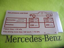 Mercedes W126 560SEL 560SEC sticker fuel flap tire pressure tire pressure NEW picture