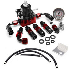 Black-Red Adjustable Fuel Pressure Regulator Kit Oil 0-100psi Gauge -6AN New picture
