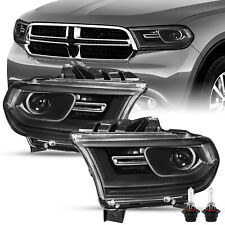 For 2014-2020 Dodge Durango Halogen Black Clear Coner Headlights W/Bulbs LH & RH picture