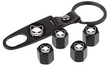 4pcs Angry Panda Logo Tire Valve Stem Air Caps Covers and 1 pcs Keychain Wrench picture