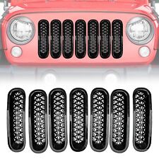 7PCS Front Grill Insert Mesh Grille Trim Cover  For 07-2018 Jeep Wrangler JK JKU picture