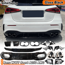 For Benz W177 A200A250 Sport A35AMG Gloss Black Rear Diffuser Lip W/Exhaust Tips picture