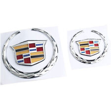 Front & Rear Wreath Crest Chrome Emblem Badge for Cadillac Escalade CTS SRX picture