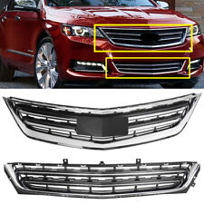 Front Bumper Upper & Lower Grille Set for Chevrolet Impala 2014-2020 Chrome Trim picture