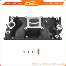 Dual Plane Intake Manifold Black For Small Block SBC Chevy Vortec 283 307 350 picture