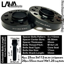 4PC 25MM THICK 5X112 66.56MM C.B WHEEL SPACER+20 14X1.25 BOLT FIT BMW MINI MODEL picture