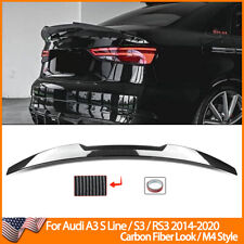 Carbon Fiber Look Rear Trunk Spoiler Wing V Style For Audi A3 S3 RS3 Sedan 14-20 picture