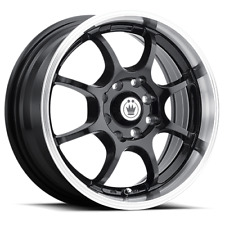 1 New Gloss Black With Machined Lip Konig Lightning 15X7 38 4-100 Wheel picture