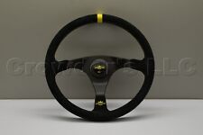 Personal Trophy Steering Wheel 350mm Black Suede Leather with Yellow Stitching picture